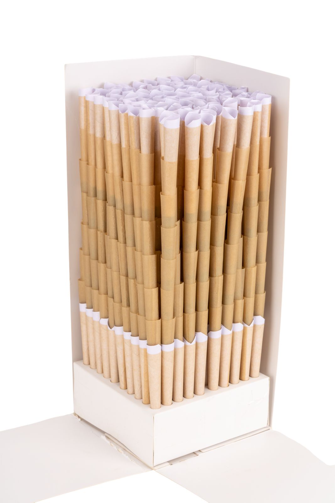 98 mm Unrefined Brown Pre-Rolled Cones w/ 21mm Plain White Filter Tip (M/W) -  [800 Cones per Box]