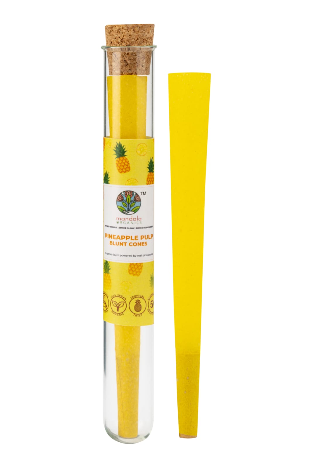 109 mm Pineapple Blunt Pre-Rolled Cones w/ 26 mm Plain White Filter Tip (M/W) -  [250 Cones per Box]